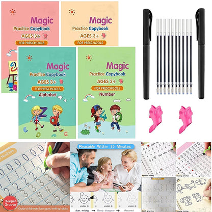 BLISS BABY® | Sank Magic Practice Copybook (4 BOOKS,1 PEN,1 GRIP,10 REFILL)